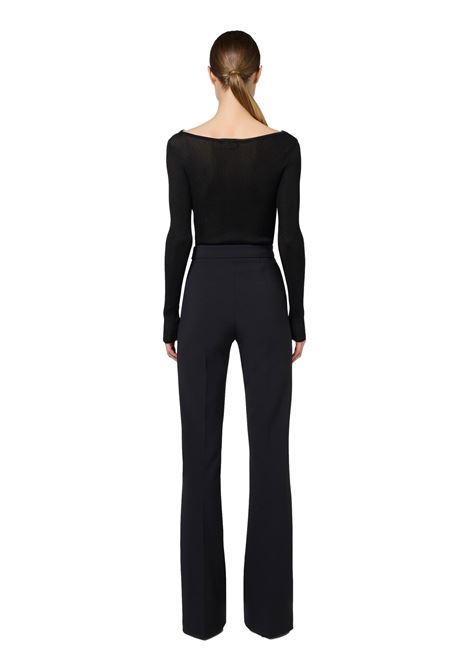 Pantalone a palazzo in crêpe stretch con cintura ELISABETTA FRANCHI | Pantaloni | PAT3546E2110